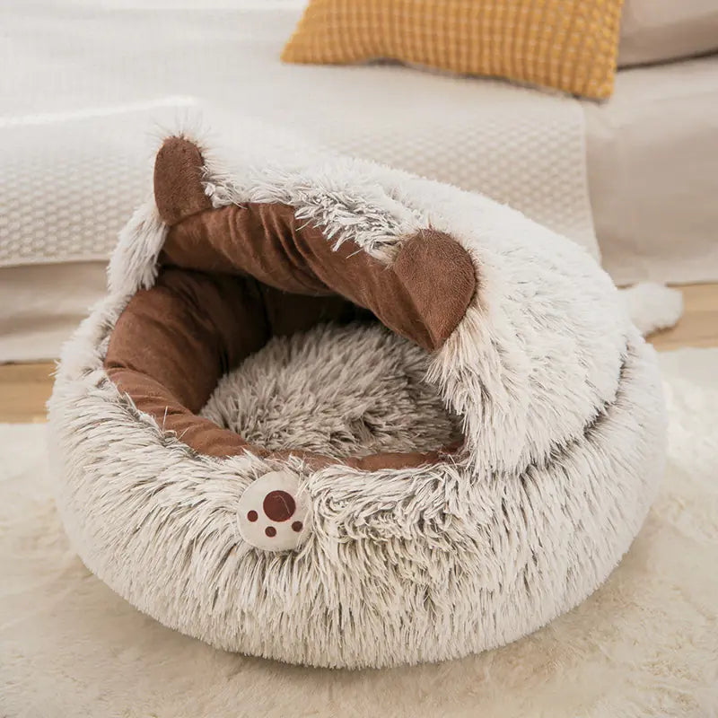 Winter Cat Bed with Enclosed Design for Small Pets