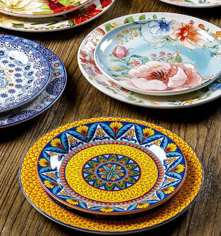 Artistic Glazed Ceramic Steak Plate - Creative Design