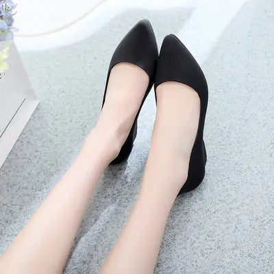 Pointed Toe Wedge Work Shoes with Soft Sole