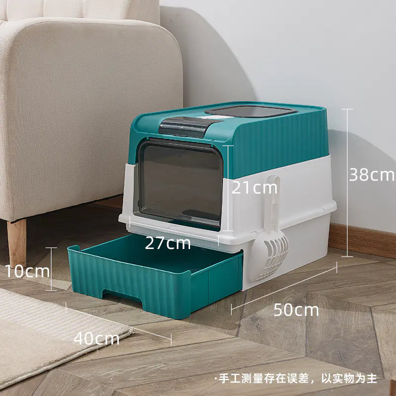 Large Closed Cat Litter Box with Anti-Splash Design