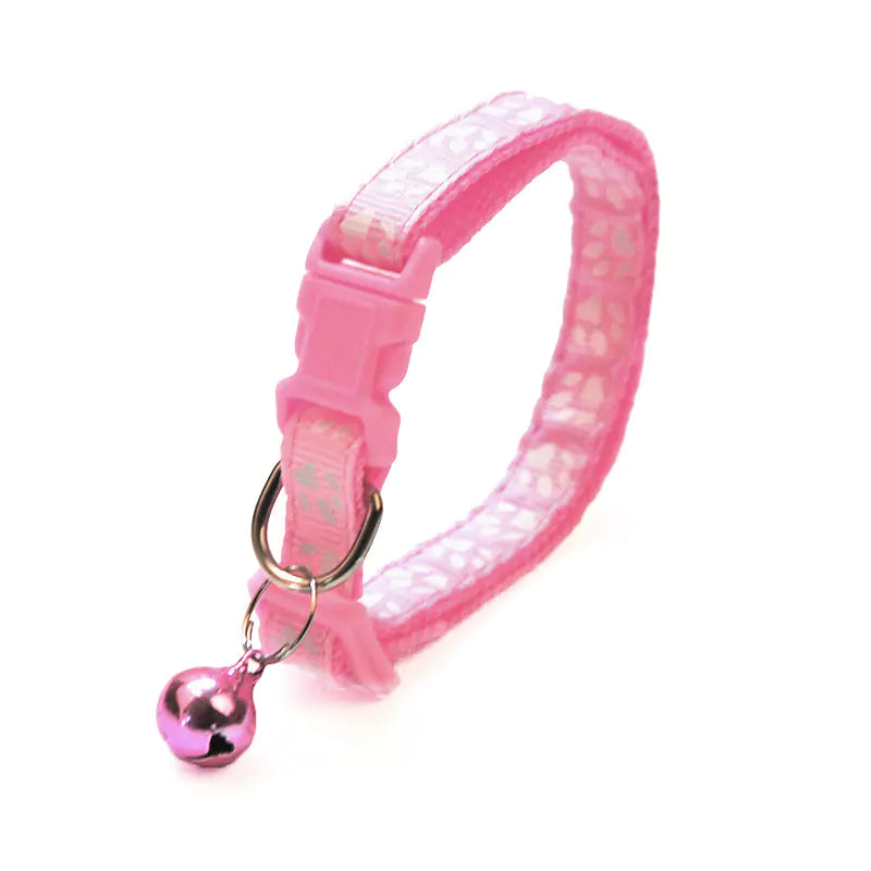 Cute Solid Color Puppy Bell Collar with Footprints