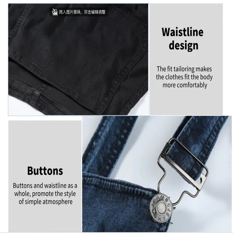 Stylish Men's Denim Jumpsuit and Slim Frayed Pants