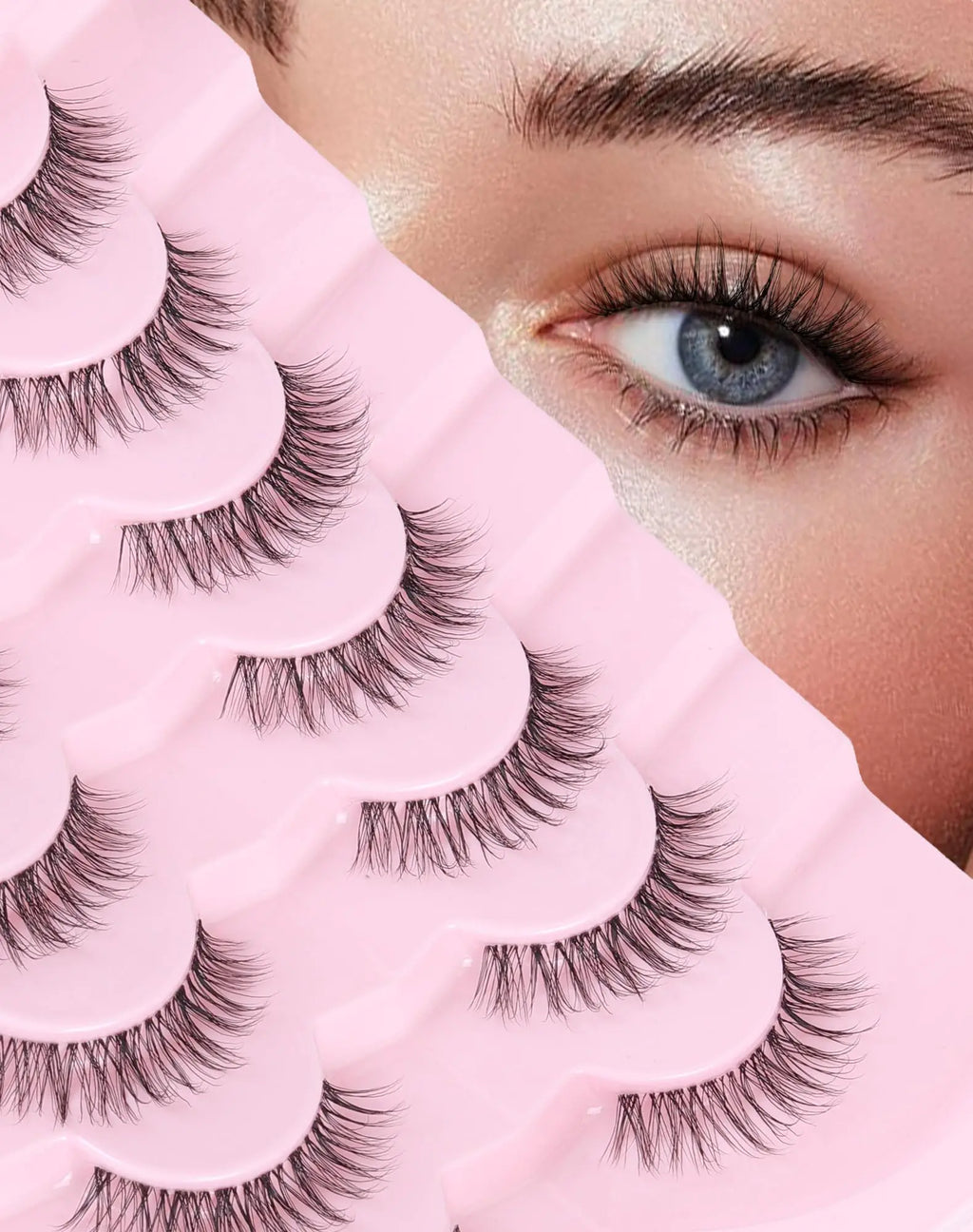 Wispy Lashes Natural Look Natural Eyelashes Fake Eyelashes False Eyelashes Strip Lashes Wispy Eyelashes Clear Band Lashes Light-06