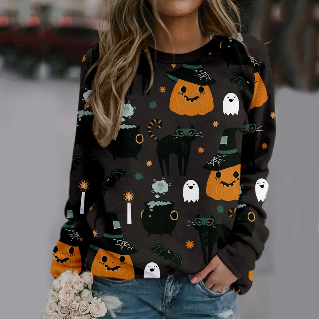 Halloween Women's Long Sleeve Printed Sweater