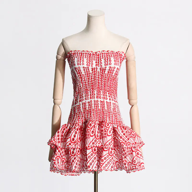 Spring Sexy A-Line Strapless Embroidered Dress