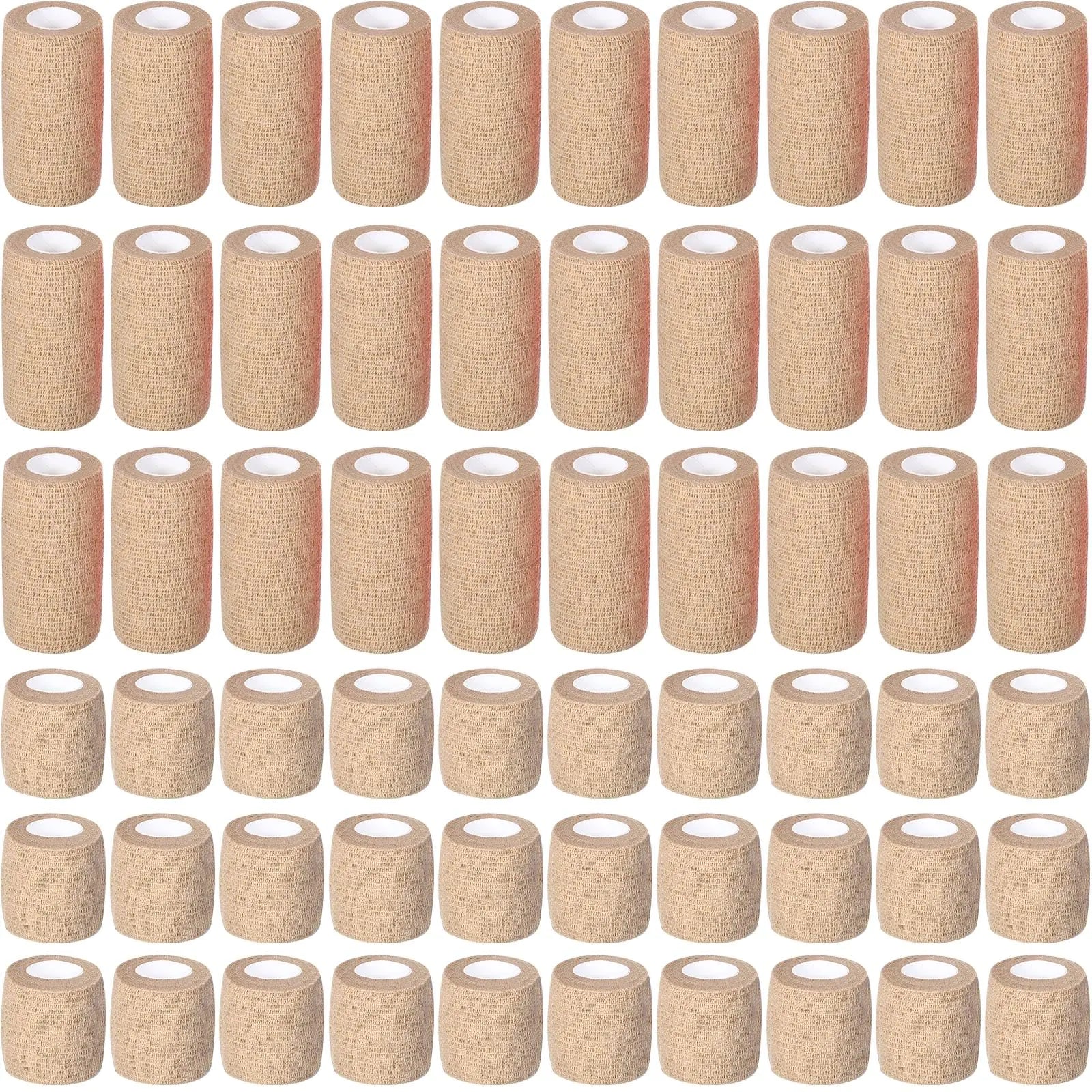 Reginary 60 Rolls Vet Wrap for Horses Self Adhesive Elastic Bandage Wrap Compression Bandage with 2" x 5 Yards and 4" x 5 Yards Breathable Cohesive Bandage Tape for Sports Wrist Ankle (Nude Color)