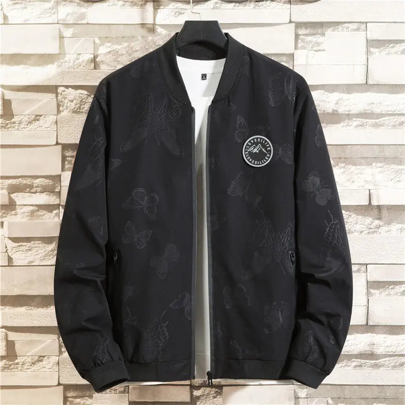 Men's Oversized Jacket with Butterflies Pattern (Plus Size)