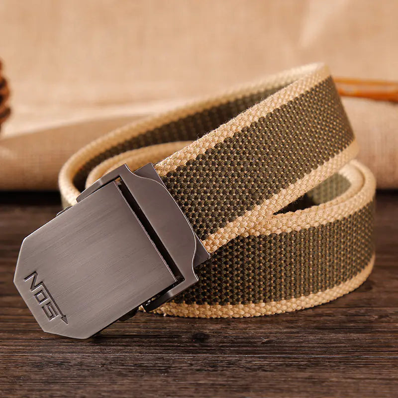 Men's Custom Thick Canvas Tactical Belt for Outdoors