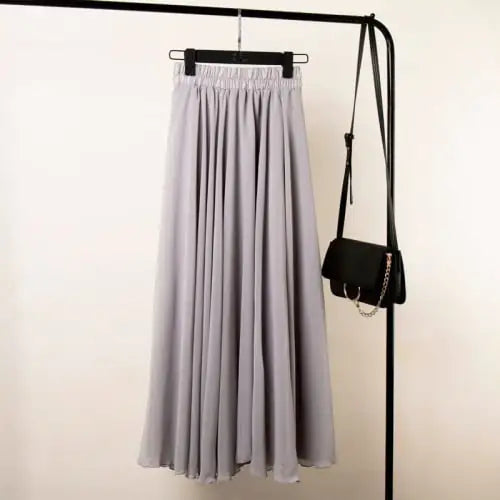 Spring Chiffon A-Line Pleated Half-Length Skirt