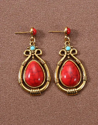 Floral Earrings with Water Drop Design