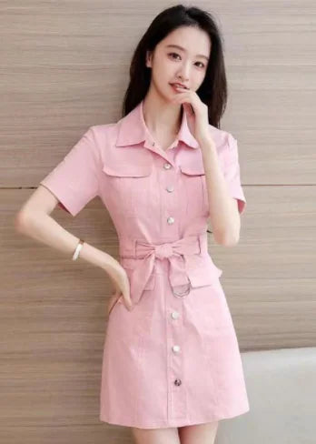 Korean Chic Vintage White Collar Short Sleeve Dress
