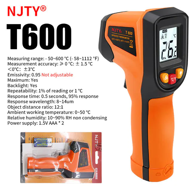 Digital Infrared Thermometer -50~600℃ Pyrometer Gun