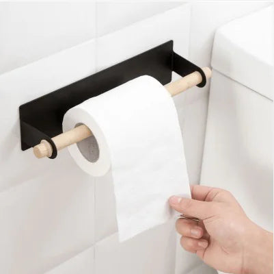 Wall-Mounted Towel Rack with Adhesive Hooks