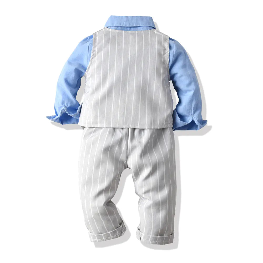 Kids' Striped Vest and Long Sleeve Shirt Suit Set