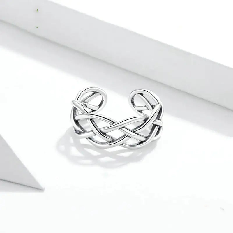 Bamoer 925 Sterling Silver Woven Texture Ring