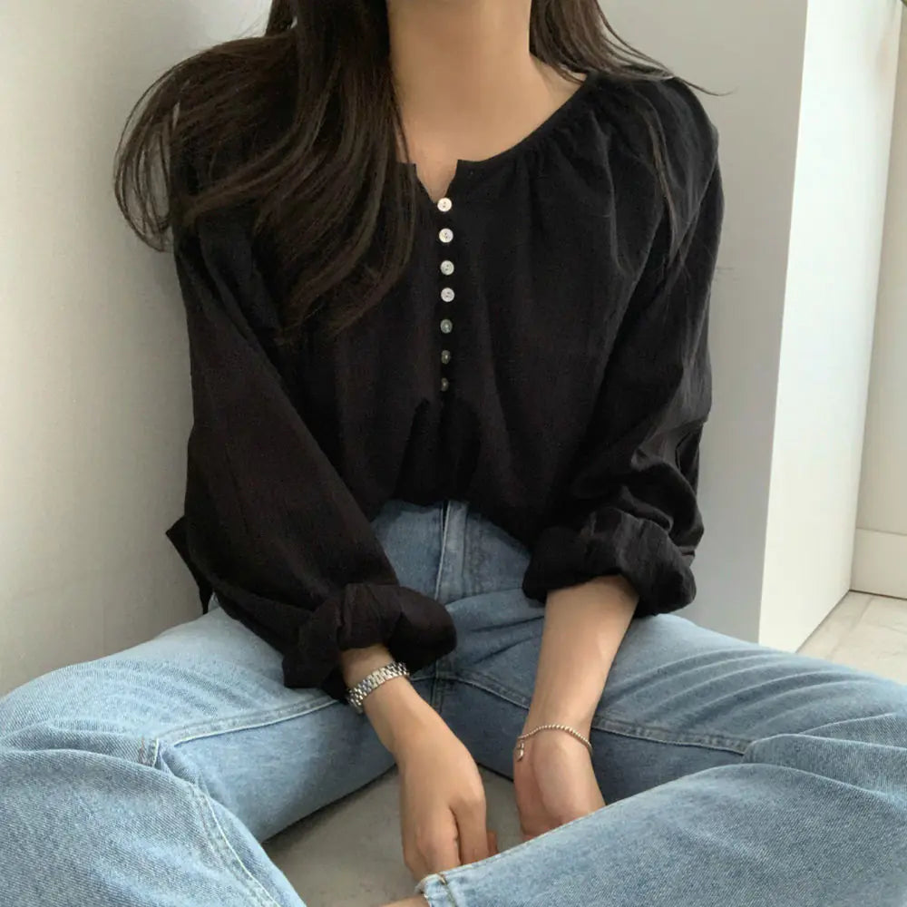Chic Korean Style Long Sleeve Lightweight Shirt