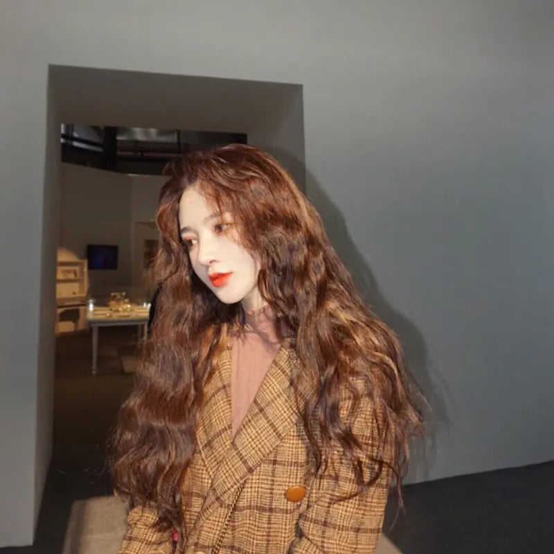 Women's Long Wavy Synthetic Wig with Center Bangs