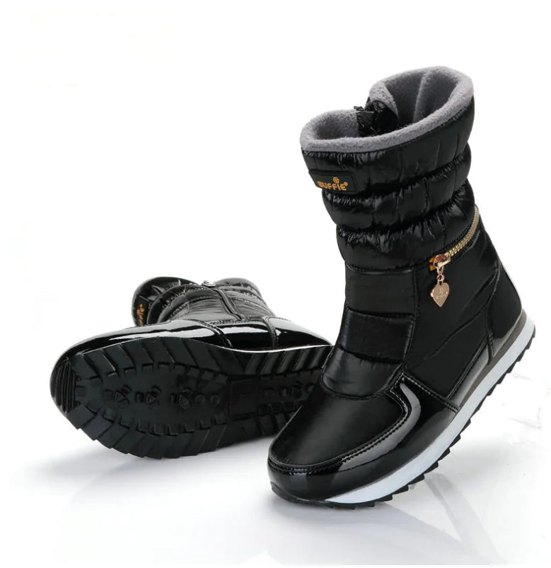 Waterproof Thick Mid-Calf Snow Boots with Non-Slip Sole