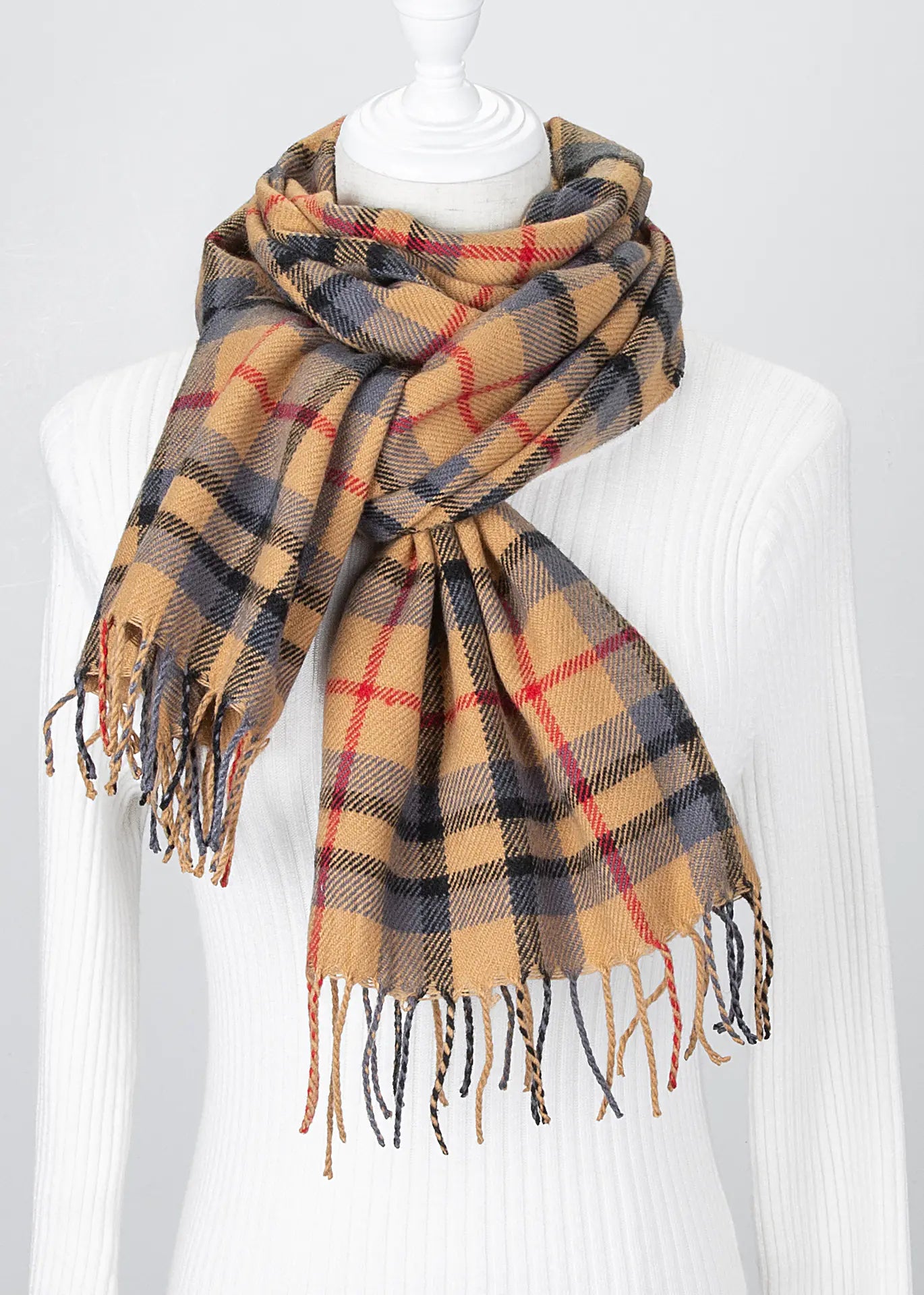 Autumn Winter Women's Plaid Cashmere Scarf and Shawl