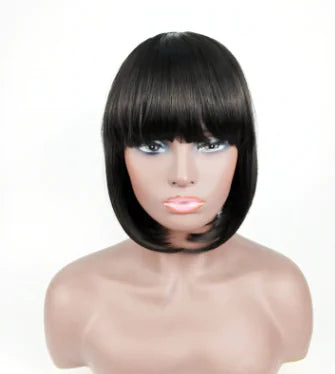 Short Straight Bob Wig with Bangs for Women