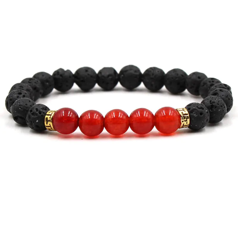 Five Gemstone Chakra Yoga Bracelet with Volcanic Stone