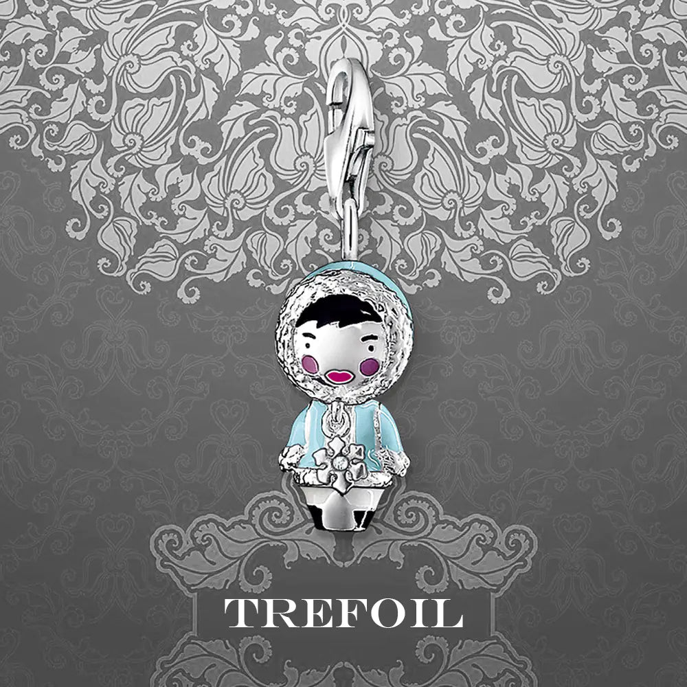 Charming Eskimo Doll Pendant in 925 Silver Jewelry