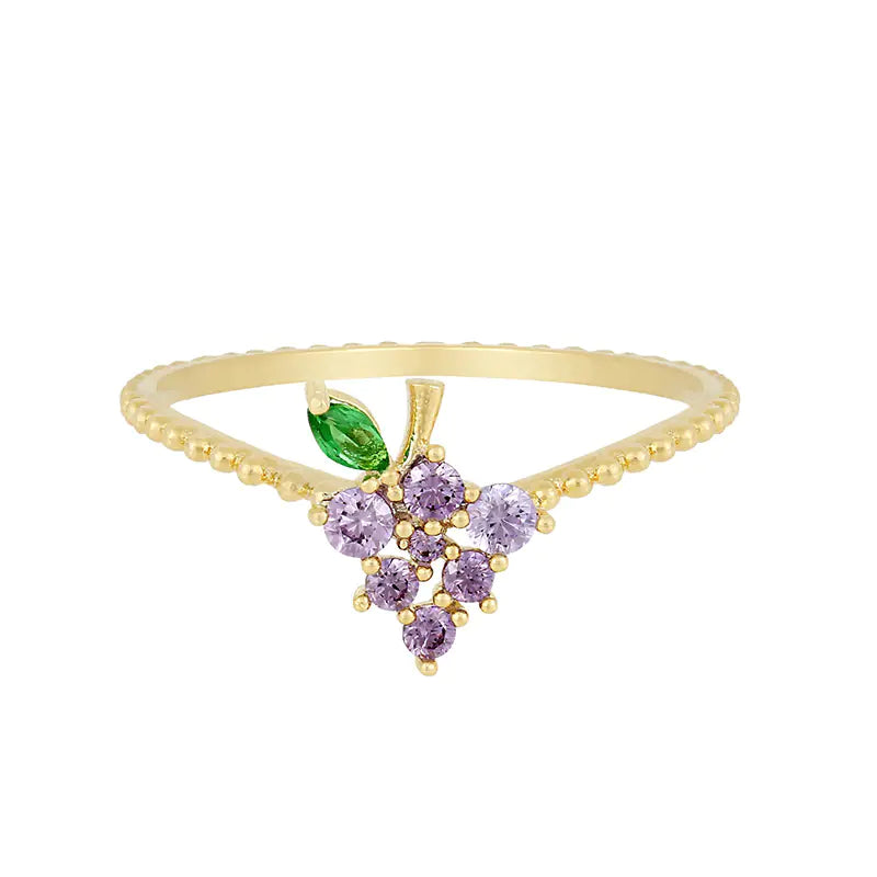 Tropical Fruit Cherry Peach Zircon Ring for Women