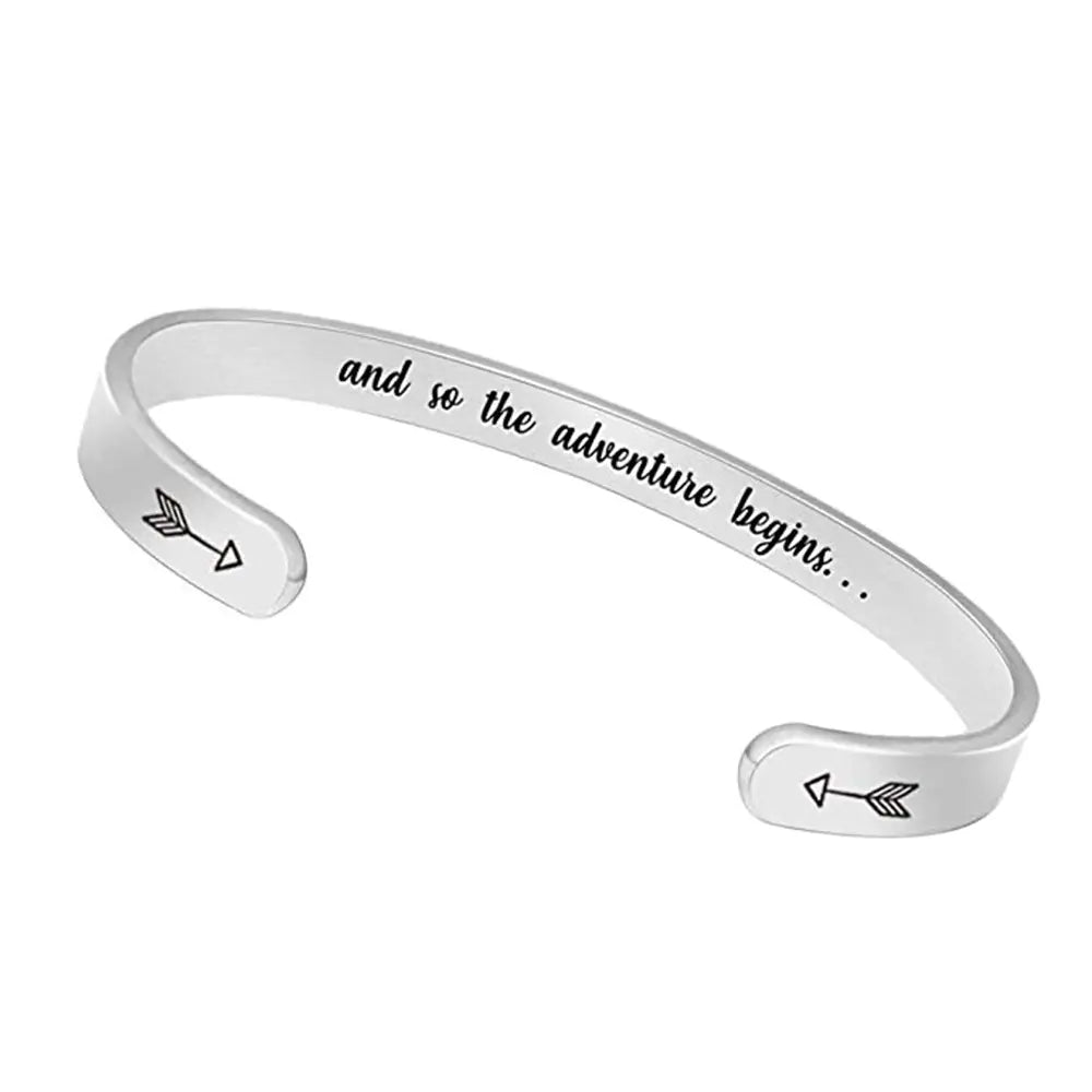 Inspirational C-Shaped Stainless Steel Bracelet