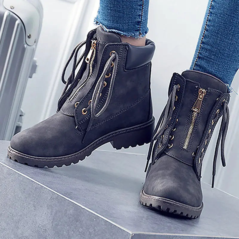 Women's Reversible Lace-Up Ankle Boots for Fall/Winter