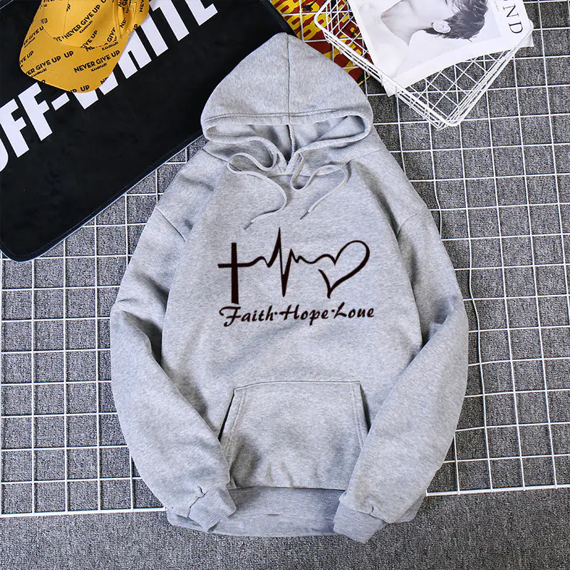 Letter Print Long Sleeve Hoodie Sweatshirt for Women