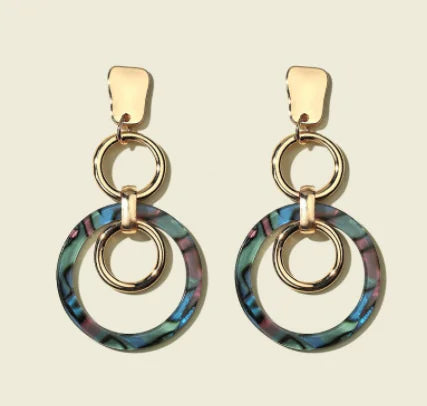 Geometric Alloy Acrylic Circle Earrings for Women