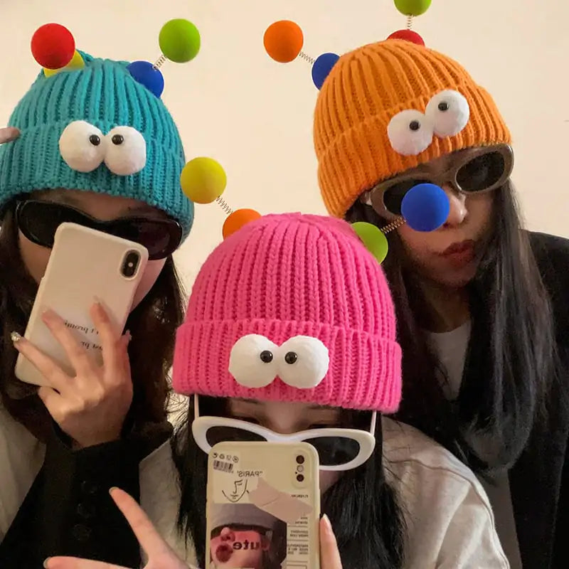 Funny Couple Knitted Hat for a Slimmer Face Look