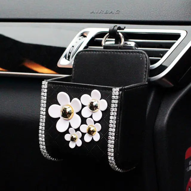 Crystal Diamond Crown Car Vent Trash Box & Phone Holder