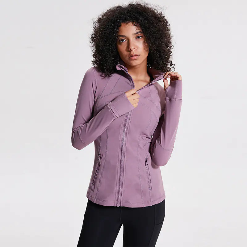Women's Nylon Stretch Zip-Up Yoga Jacket for Fall/Winter
