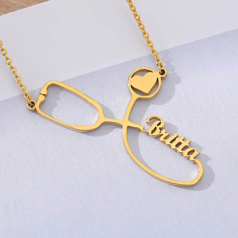 Custom Gold-Plated Stethoscope Pendant Necklace