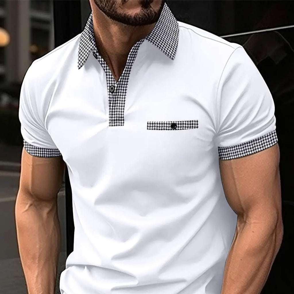Men's Color Block Short Sleeve Polo Shirt