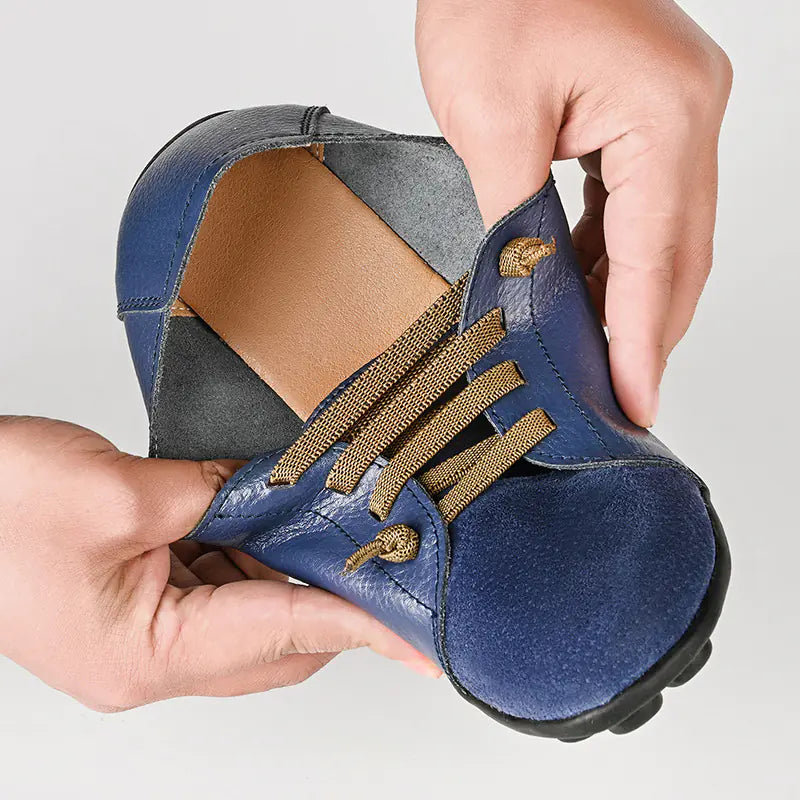 Genuine Leather Women's Lace-Up Flats and Loafers