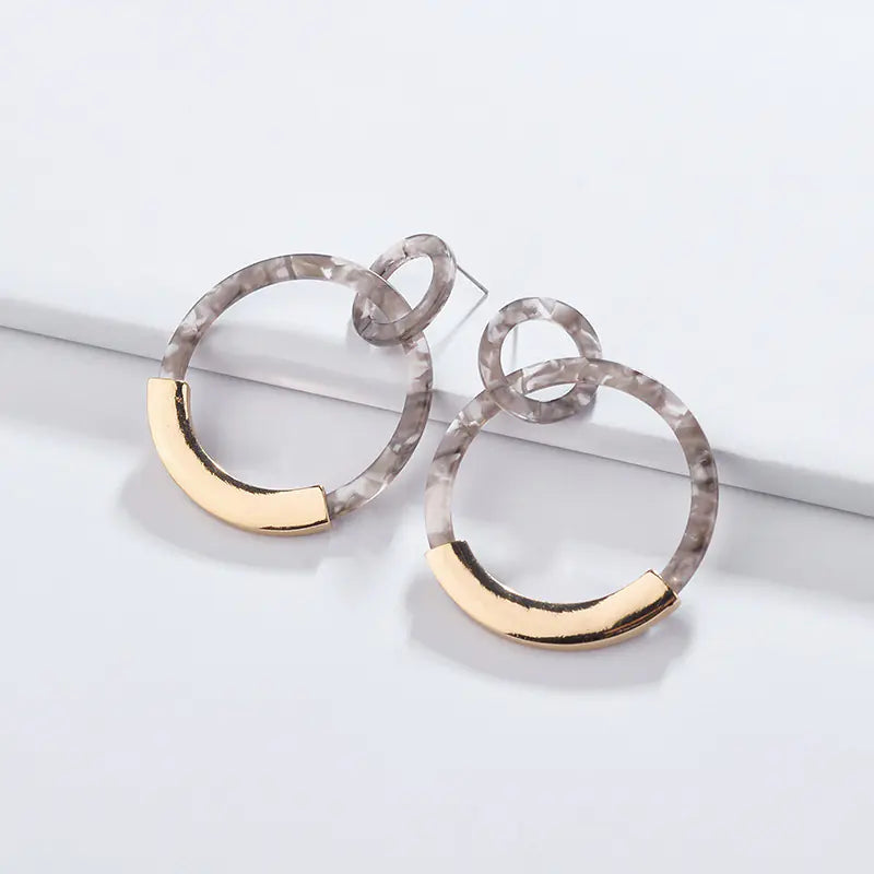 Geometric Alloy Acrylic Circle Earrings for Women