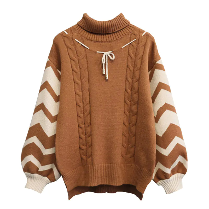 Loose Student Pullover with Sweet Bubble Sleeves