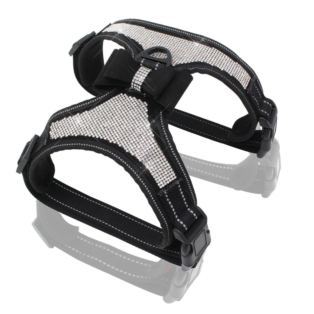 Reflective Pet Chest Strap with Shiny Rhinestones