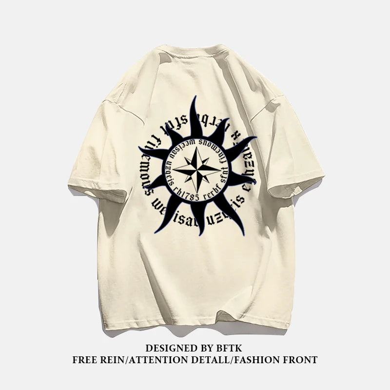 Men's Heavyweight Retro T-Shirt, 100% Cotton, Casual Fashion