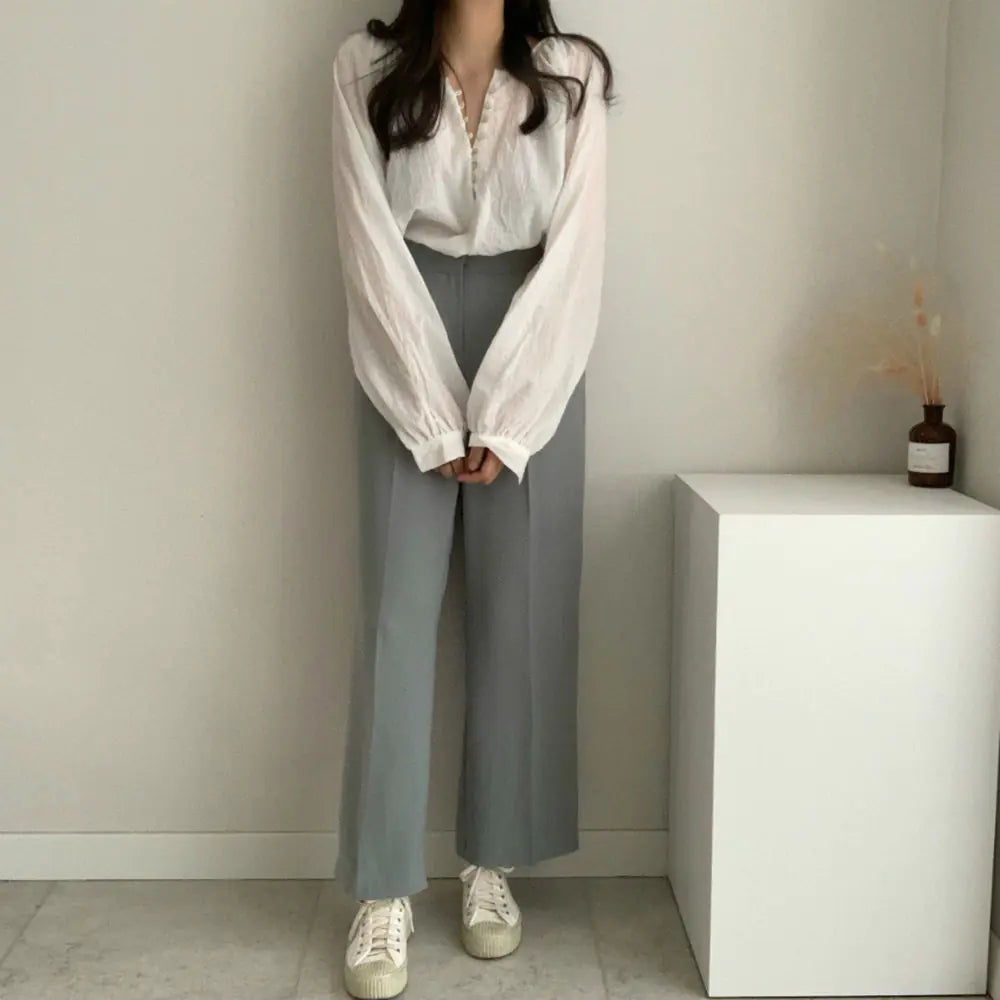 Chic Korean Style Long Sleeve Lightweight Shirt