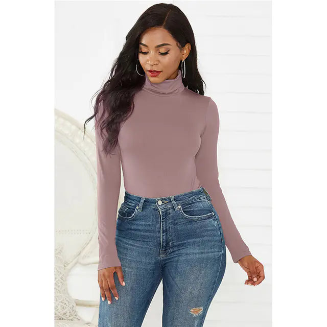 Women's Vintage High-Neck Long-Sleeve Bodysuit