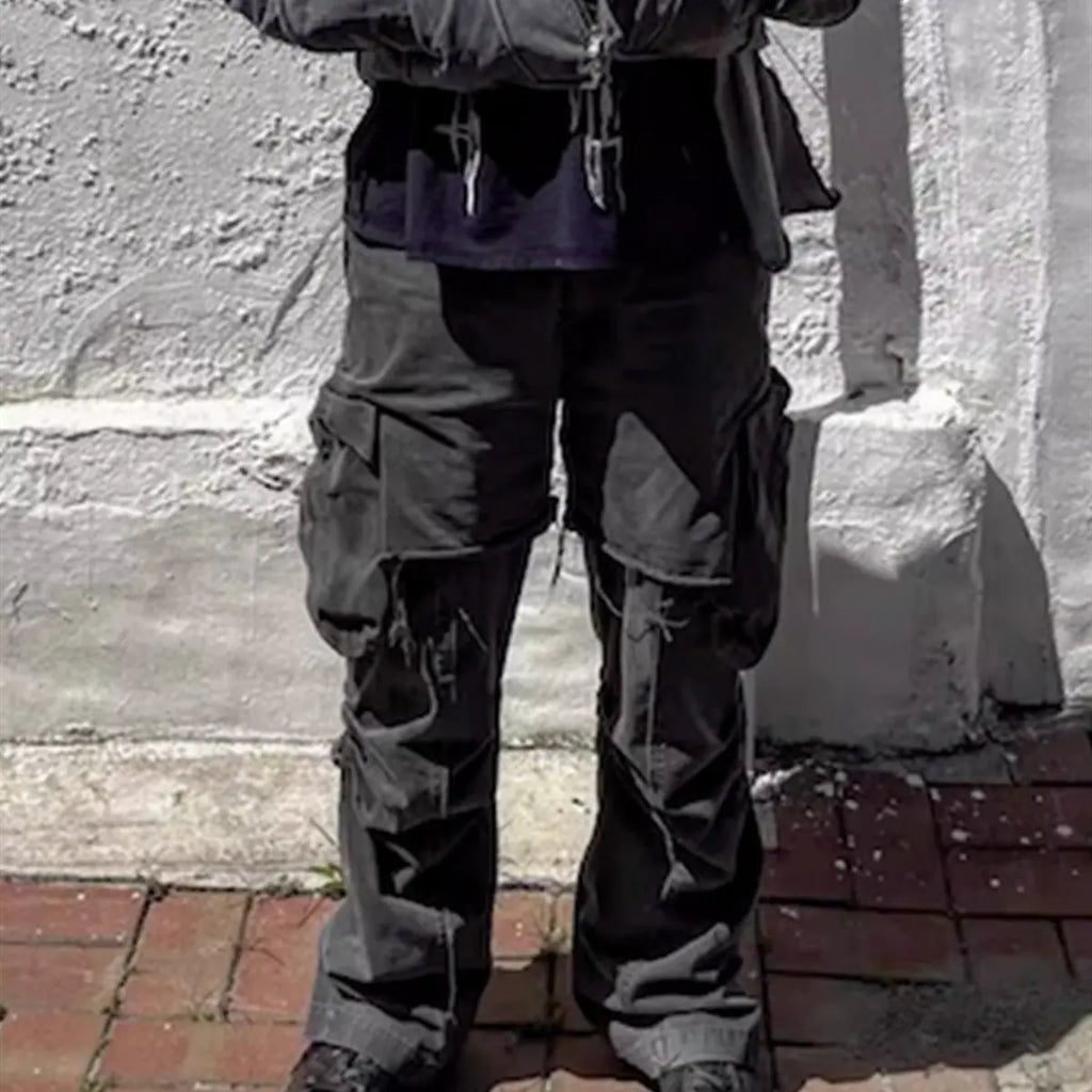 Men's Double Layer Ruffle Straight-Leg Trousers