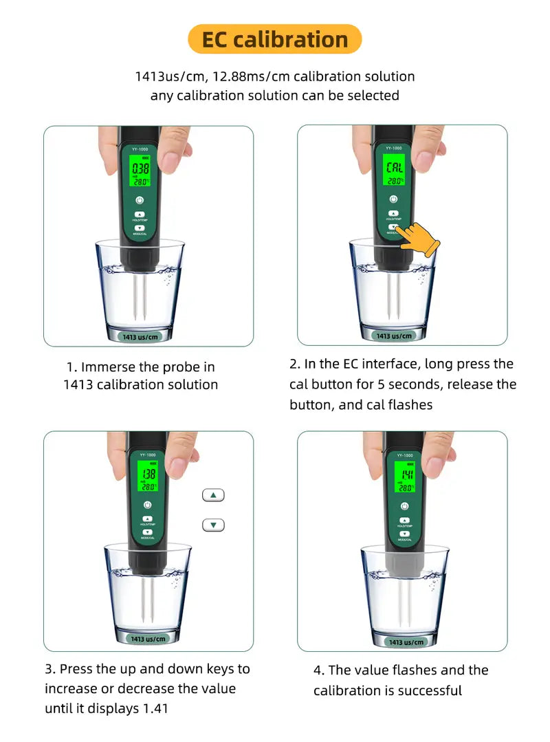 Portable Backlit 3-in-1 Soil Detector with EC Display