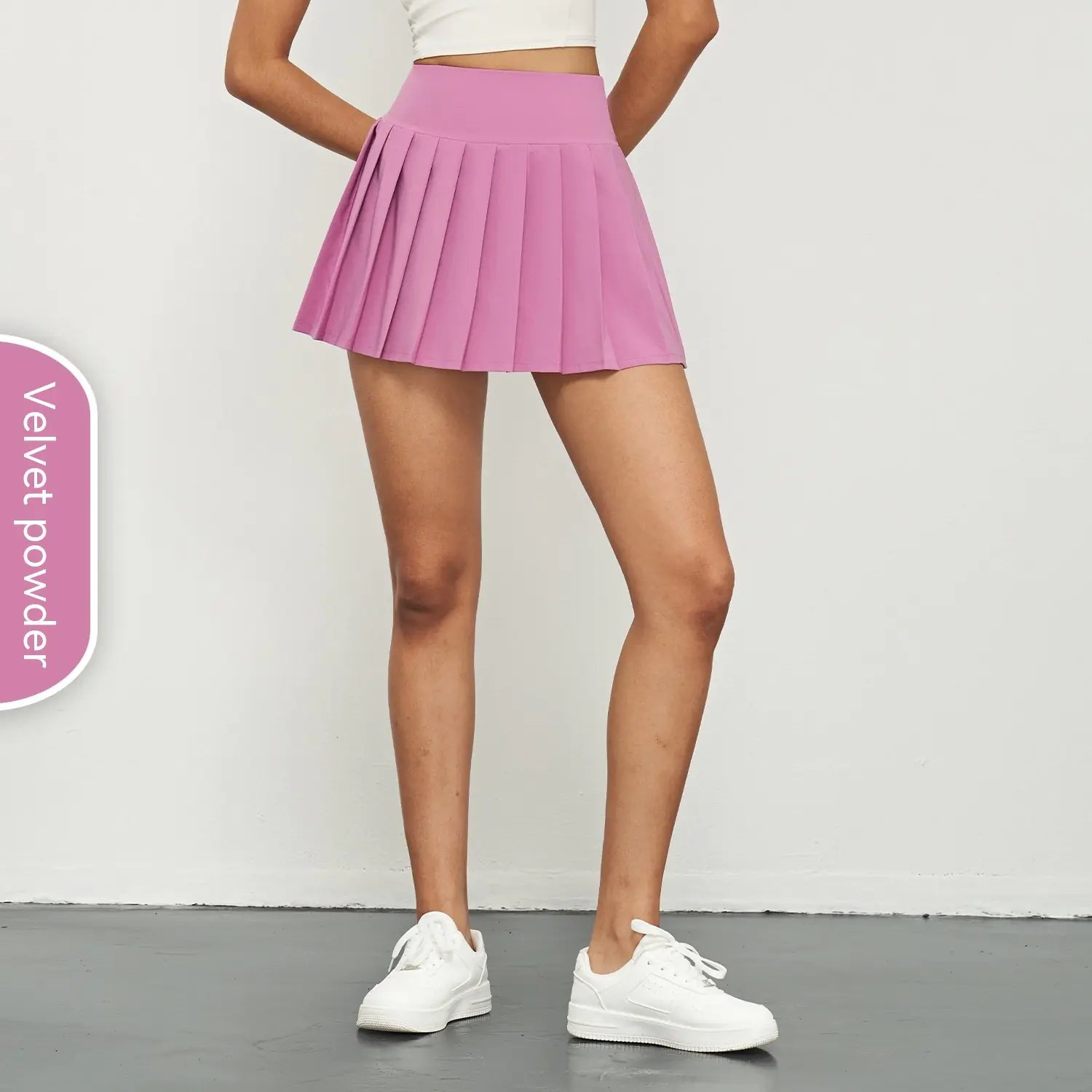 Pleated Anti-Exposure One-Piece Fitness Running Skirt