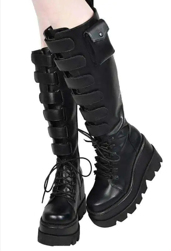 Winter  Plus Size Women's Mid-Calf Lace-Up Boots