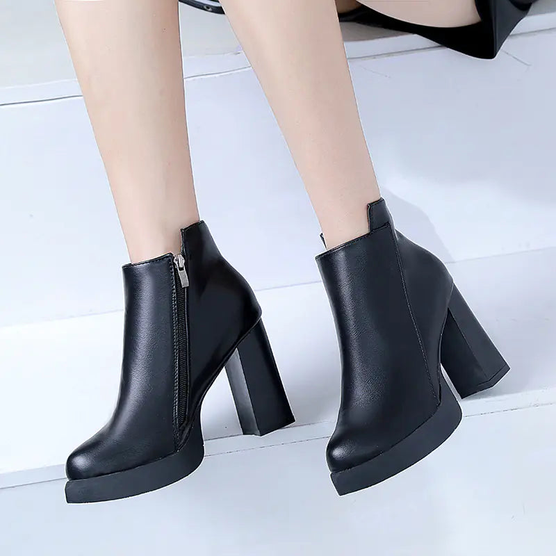 Women's High Heel Ankle Boots - British Style Shoes