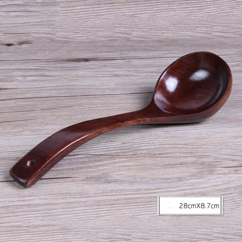 Curved Wooden Spoon with Long Handle for Cooking