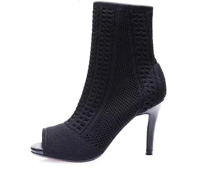 Stylish High Heel Short Boots with Peep-Toe Design